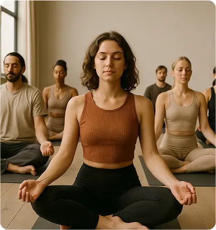 Group sitting in lotus pose